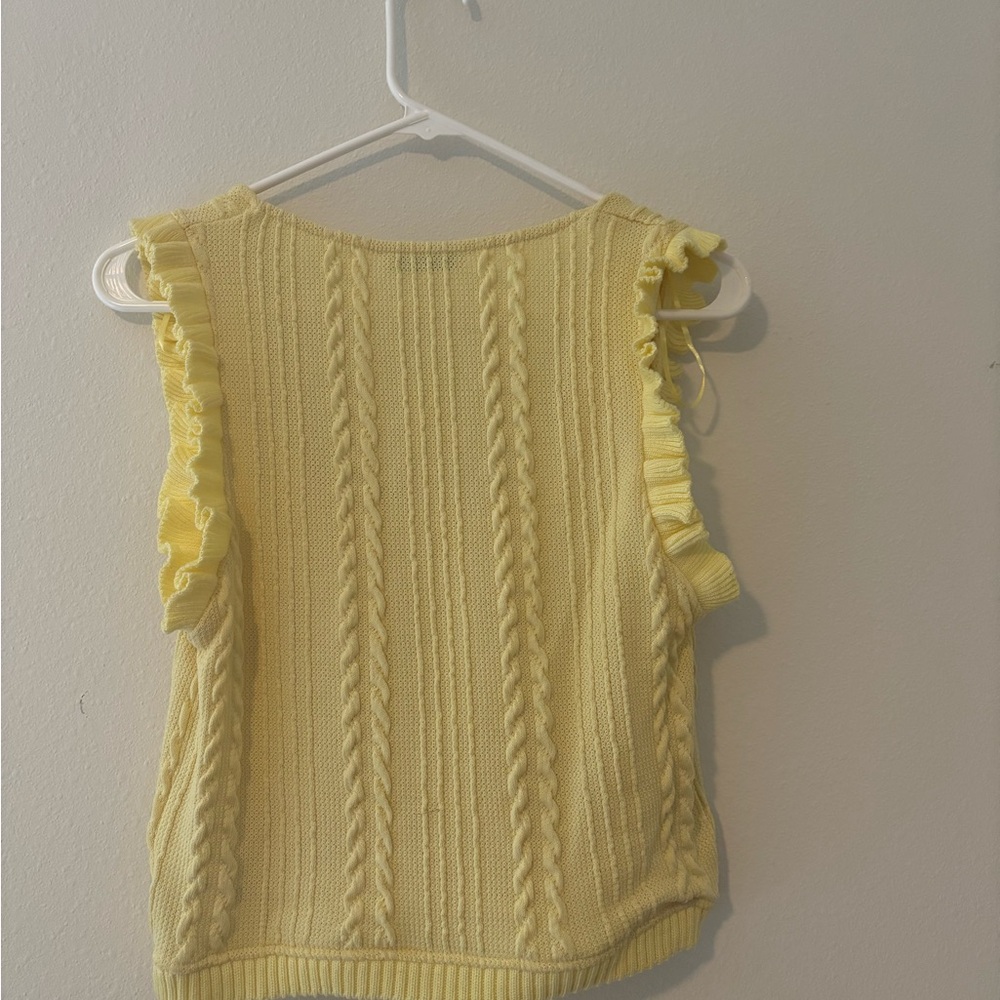 Zara Light Yellow Ruffle Knit Tank Top - Picture 2 of 4